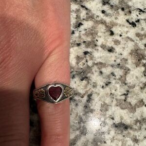 James Avery Silver Ring with Red Heart Gem
